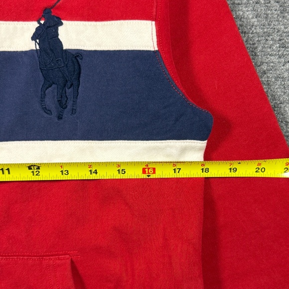 Vintage Polo Ralph Lauren Big Pony Zip Up Hoodie Youth Large 14-16 Red Blue - Picture 7 of 9